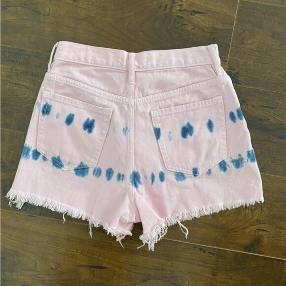 Pacsun Pink Tie Dye Denim Ultra High Rise Vintage Short Waisted Festival Shorts - Picture 5 of 8